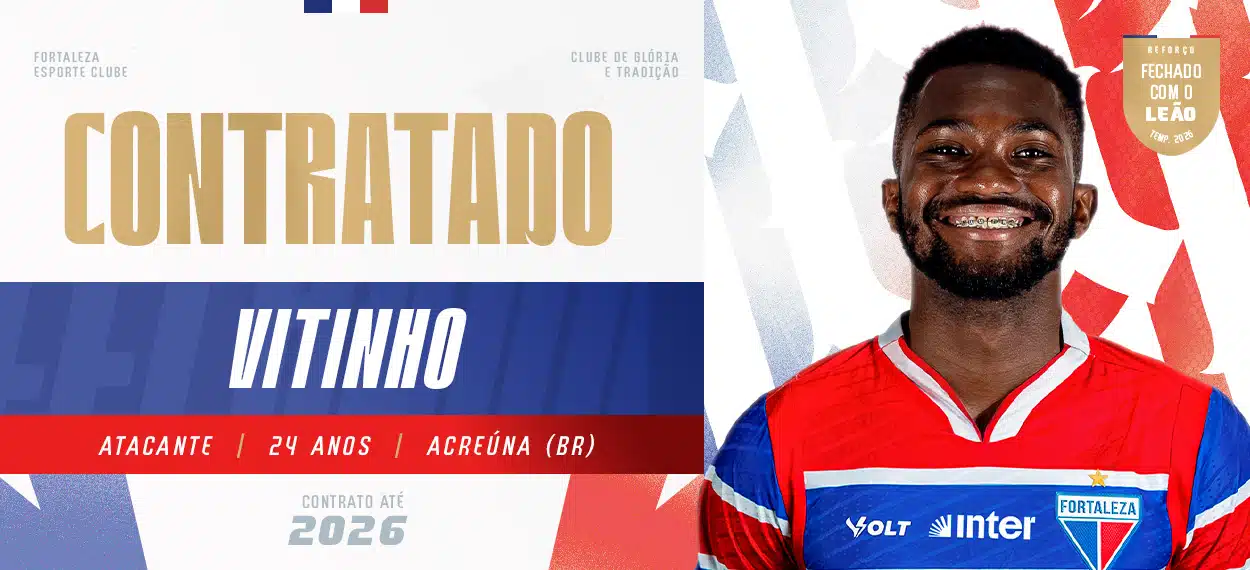 Vitinho chega ao Leão por empréstimo do Tijuana-MEX. Foto: Divulgação / Fortaleza EC